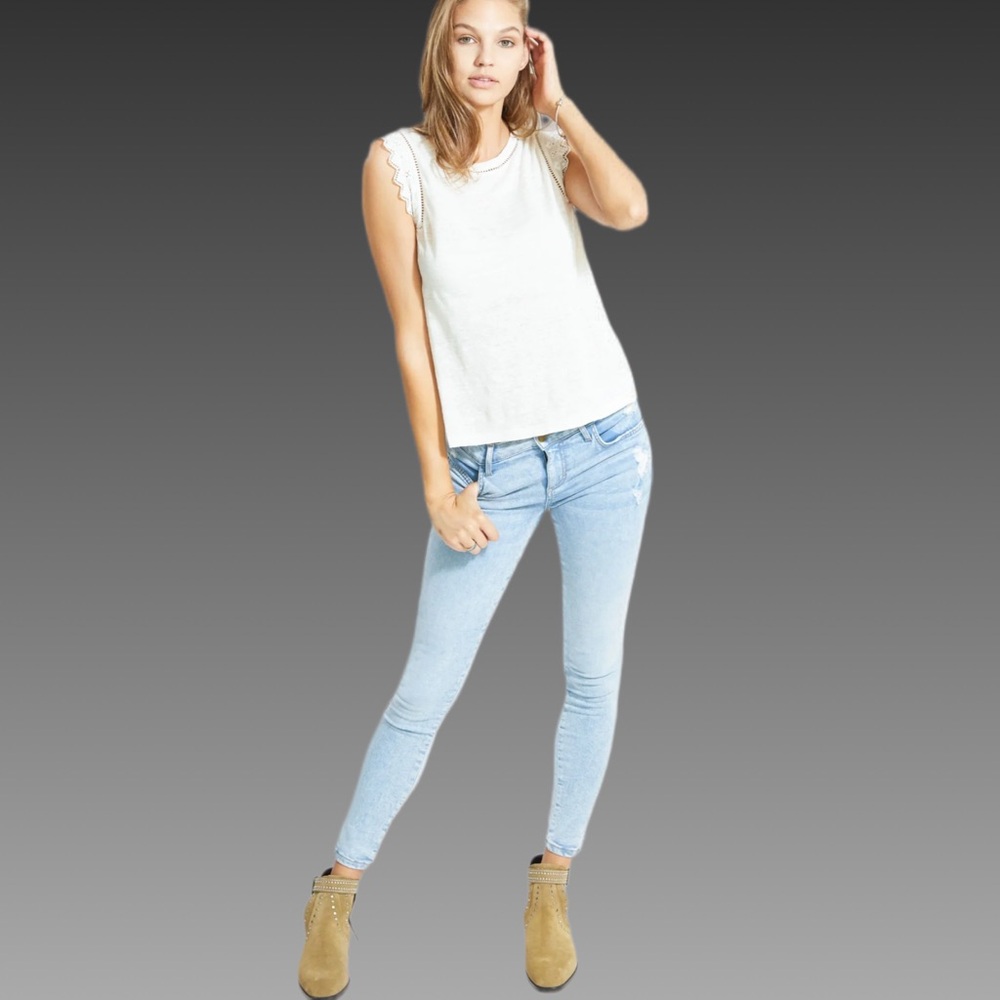 NWT‎ SIWY Denim Cropped Skinny Jeans - Light Blue Sz 26
